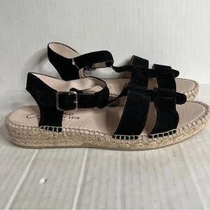 Women's NEW Gaimo Strappy Wedge Sandals Shoes Size 41 black Suede